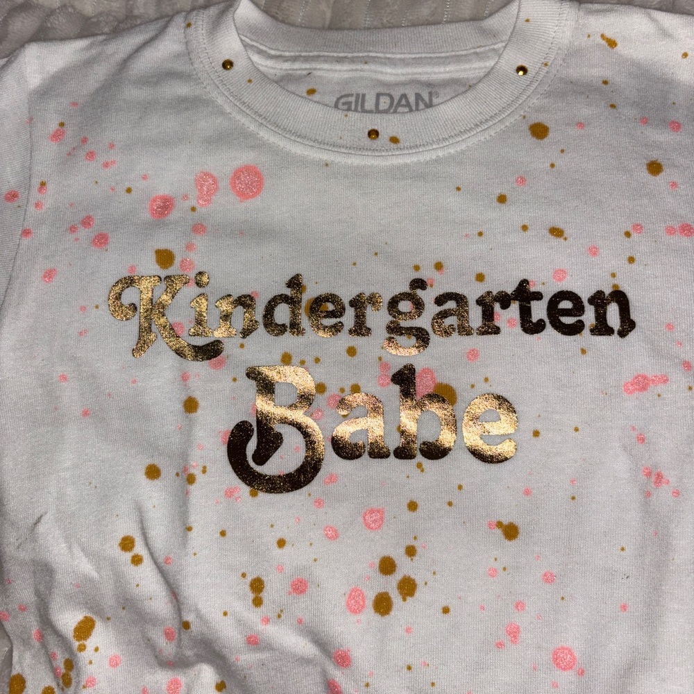 Gildan White T-Shirt with Gold Accents